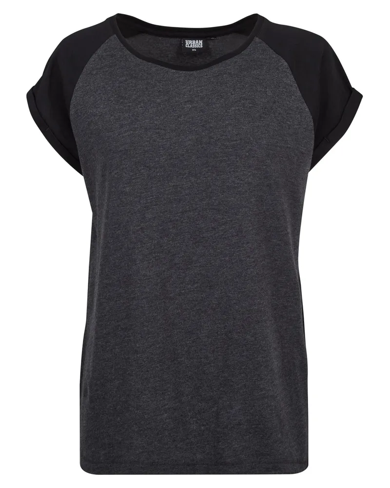 Urban Classics T-Shirt für Damen Raglanärmel (Holzkohle/Schwarz Anthrazit