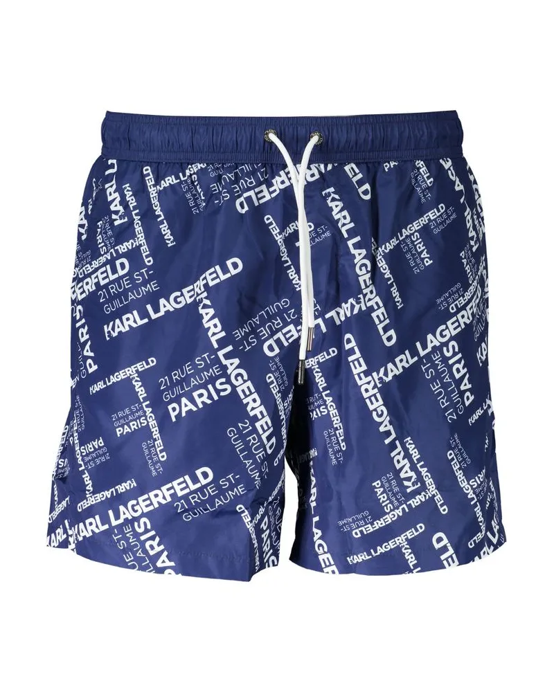 Karl Lagerfeld Blu Polyester Herren Badeboxer Blau