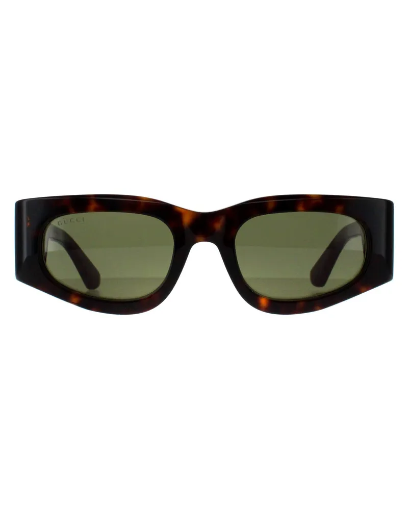 Gucci Rectangle Womens Havanna mit Grün und Rot Grün GG1664S Braun