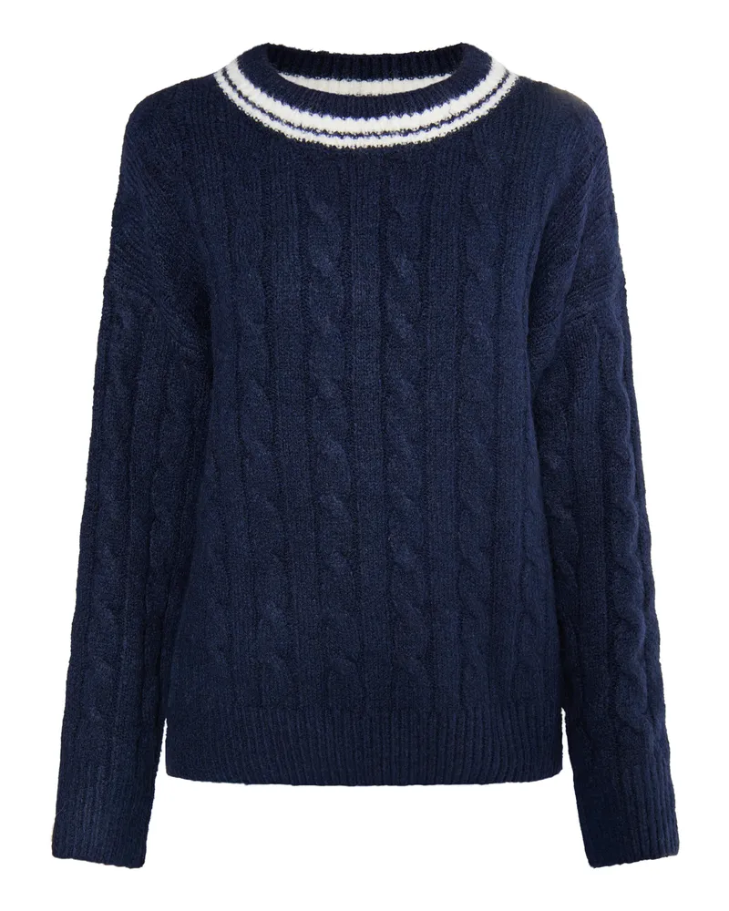 DreiMaster Strickpullover Damen Marine Wollweiss Marineblau