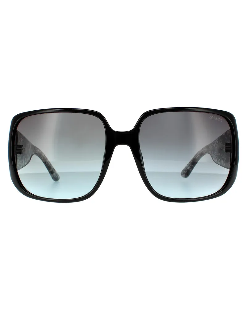 Guess Butterfly Womens Shiny Black Smoke Grey Gradient Sonnenbrille Schwarz