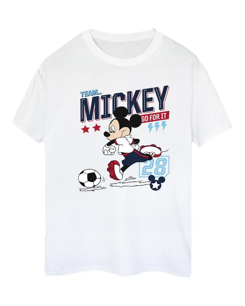 Disney Mickey Mouse Team Mickey Football" T-Shirt für Damen (Weiß Weiß