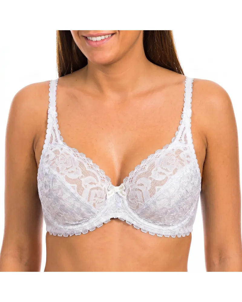 Playtex Blumen-Eleganz Damen-BH mit Bügel P0DC8 Weiß