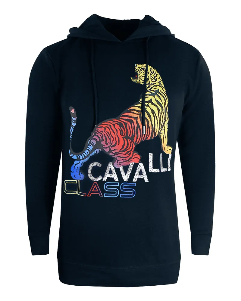 Roberto Cavalli Kapuzenpullover mit Tiger-Logo in Marineblau Blau