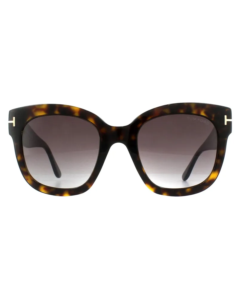 Tom Ford Square Womens Dark Havana Bordeaux Gradient Sonnenbrille Braun