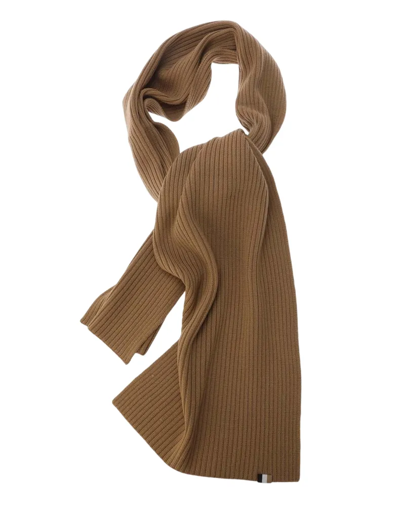 HUGO BOSS Lyarana" Schal für Herren/Damen Unisex, gerippt (Mittelbeige Orange