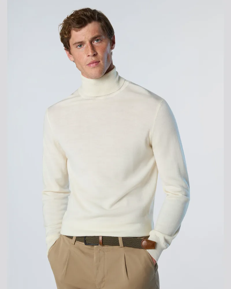 North Sails Pullover Rollkragenpullover aus Merinowolle Creme