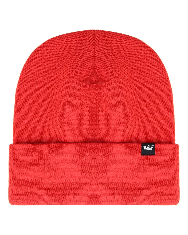 Supra Footwear Logo Rote schlichte gestrickte Unisex Crown Beanie C Rot