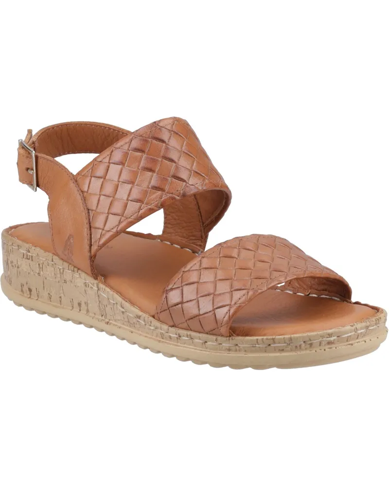 Hush Puppies Ebony Geflochtene Leder Damen Sandalen in Tan Cognac