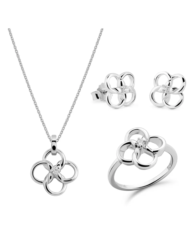 Orphelia Aida' Damen-Set aus 925er Sterlingsilber: Halskette + Ohrringe + Ring – Silber SET-7472 Silber