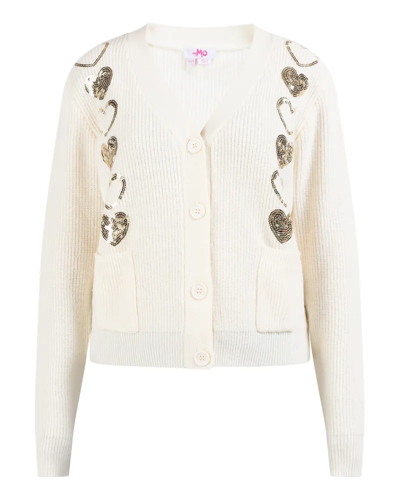 My Mo Strickjacke Damen Wollweiß Wollweiß