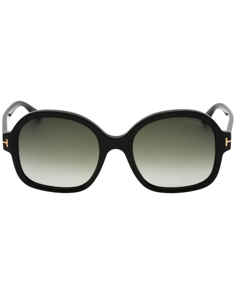 Tom Ford Smoke Lens Glanzende schwarze Sonnenbrille Schwarz