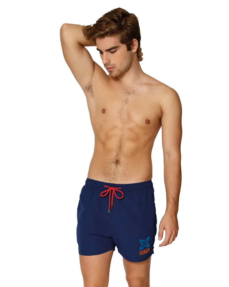 MUNICH Kurzer Badeanzug mit Netzinnenfutter MUHARBOURNAVY01 Mann Blau