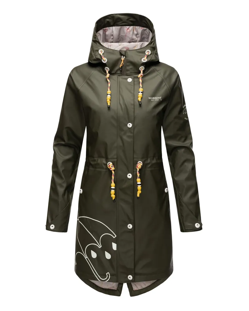 NAVAHOO Marikoo Damen Regenjacke – Dancing Umbrella, wasserdicht mit Kapuze Grün