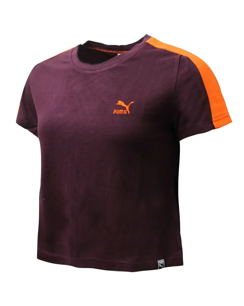 Puma Classics Strukturierte Damen Burgundy T-Shirt Rot