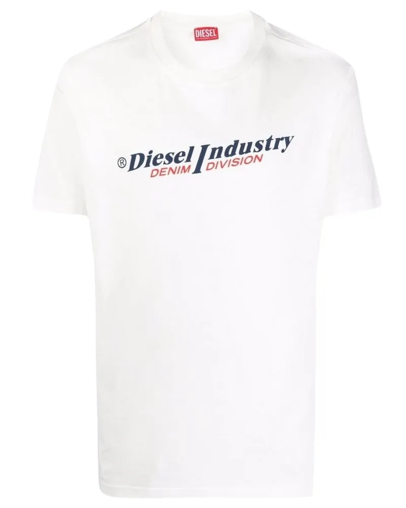 Diesel Weisses T-Shirt mit  Industry Denim Division-Logo Weiß