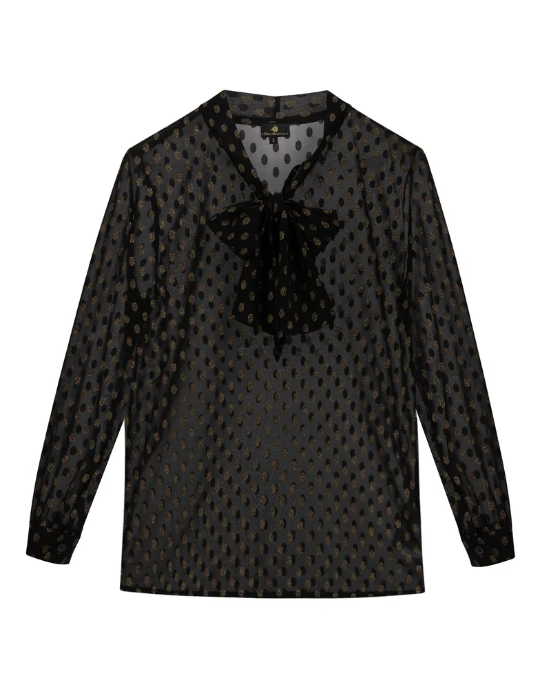 DreiMaster Schluppenbluse Damen schwarz/gold Schwarz