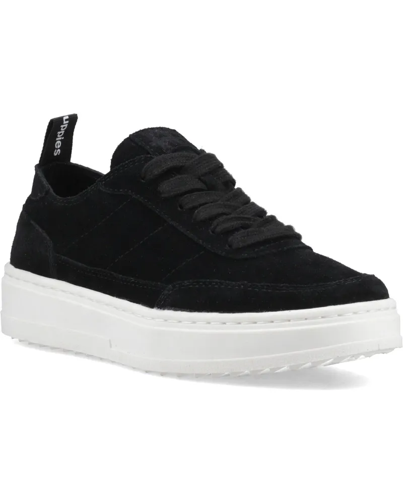 Hush Puppies Nesta Leder Damen Schwarze Standard Sneakers Schwarz