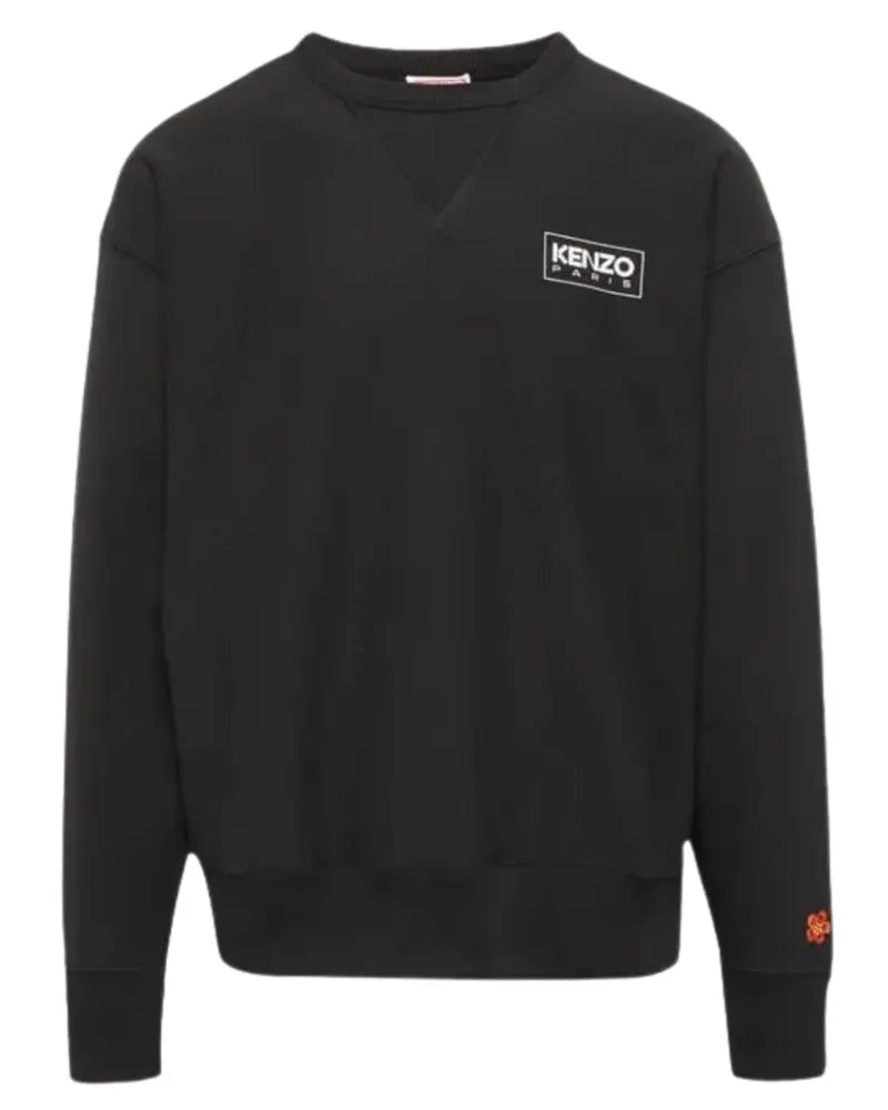Kenzo Schwarzes Sweatshirt mit umrissenem Logo von  Paris Schwarz