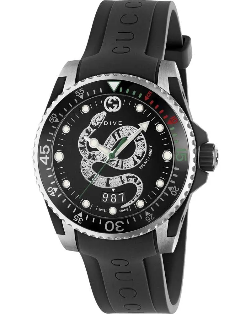Gucci YA136323 Tauchen Schlange Zifferblatt 40mm Unisex-Uhr Schwarz