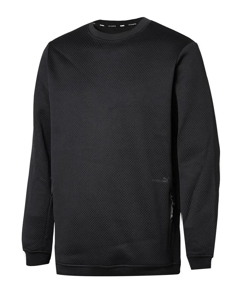 Puma X Stampd Mens Crew Neck Sweatshirt strukturierter Springer 571709 01 Schwarz