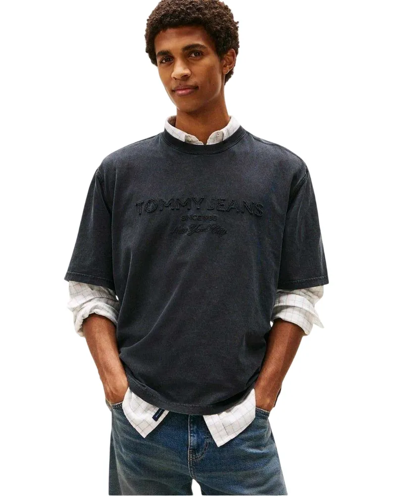 Tommy Hilfiger 90s" T-Shirt für Herren, Rundhalsausschnitt (Schwarz Schwarz