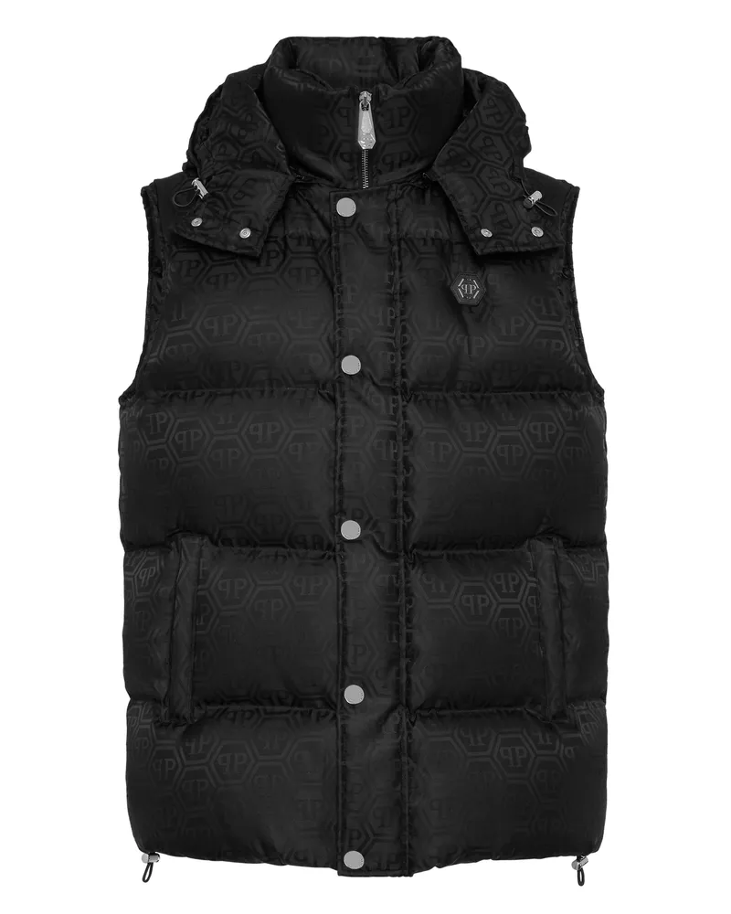 Philipp Plein Daunenweste mit Monogramm - Schwarz Schwarz