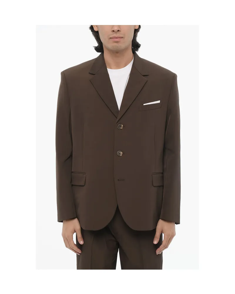 Neil Barrett Slim-Fit Blazer mit Revers, 3 Knöpfen und Seitenschlitzen - Braun Braun