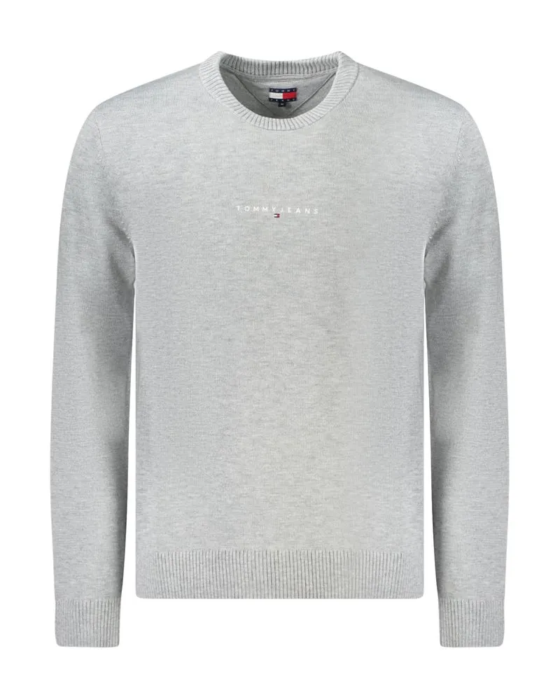 Tommy Hilfiger Rundhals-Pullover mit minimalistischem Logo Hellgrau