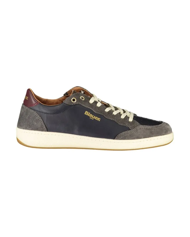 Blauer Blaue Leder Herren Sneaker Blau
