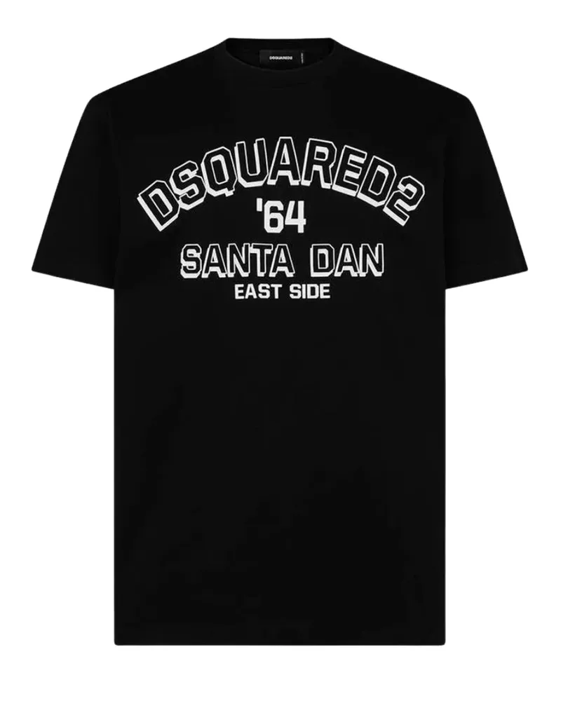 Dsquared2 Schwarzes T-shirt „santa Dan 64 Schwarz