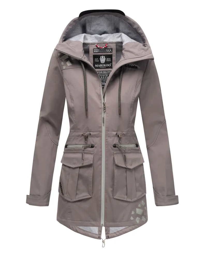 Marikoo Damen Softshelljacke – Ulissaa mit Kapuze & Reflektoren Grau