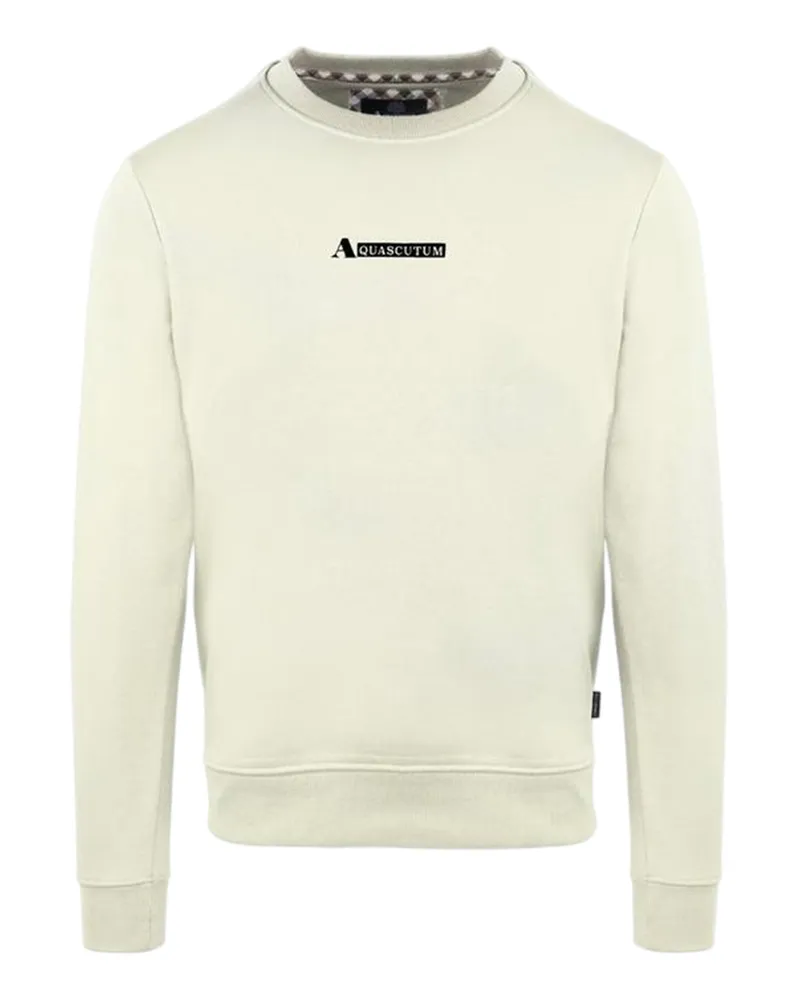 Aquascutum Sweatshirt für Herren, Gerippter Kragen, Baumwollmischung, Regulär (Butterfarben Gelb
