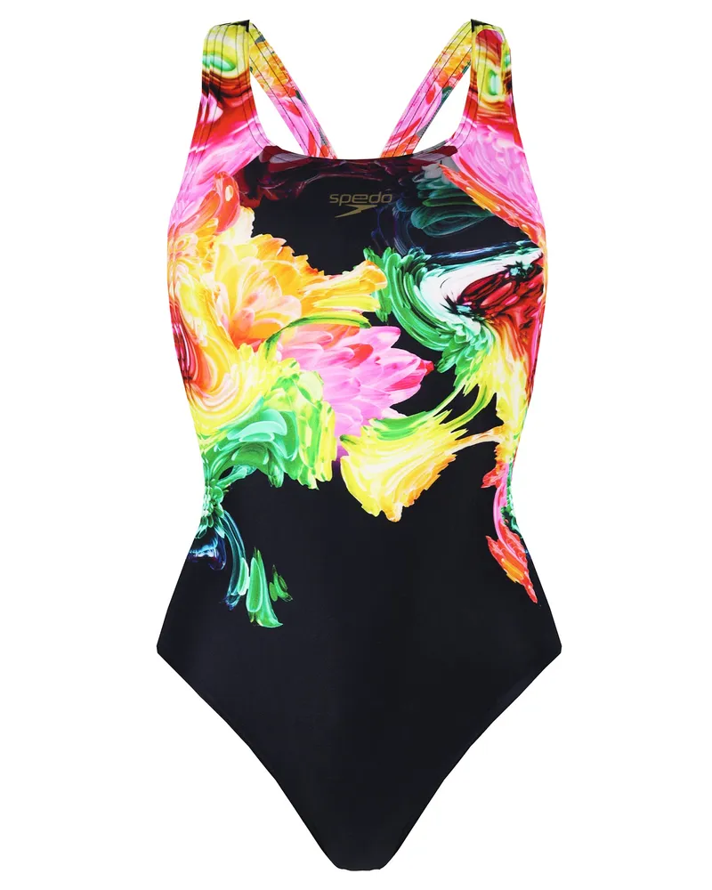 Speedo ColourBlend Blumenplatzierung Digital Powerback Damen Schwimmanzug Mehrfarbig