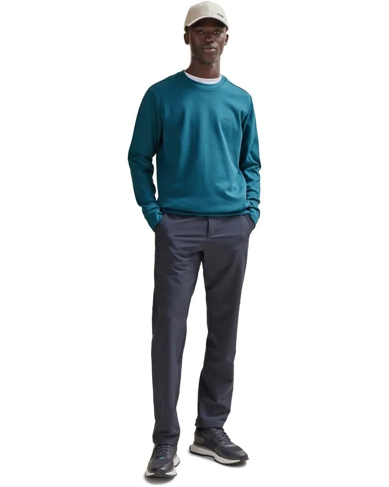 HUGO BOSS Sweatshirt für Herren, Gerippter Kragen, Raglanärmel (Mittelblau Mittelblau
