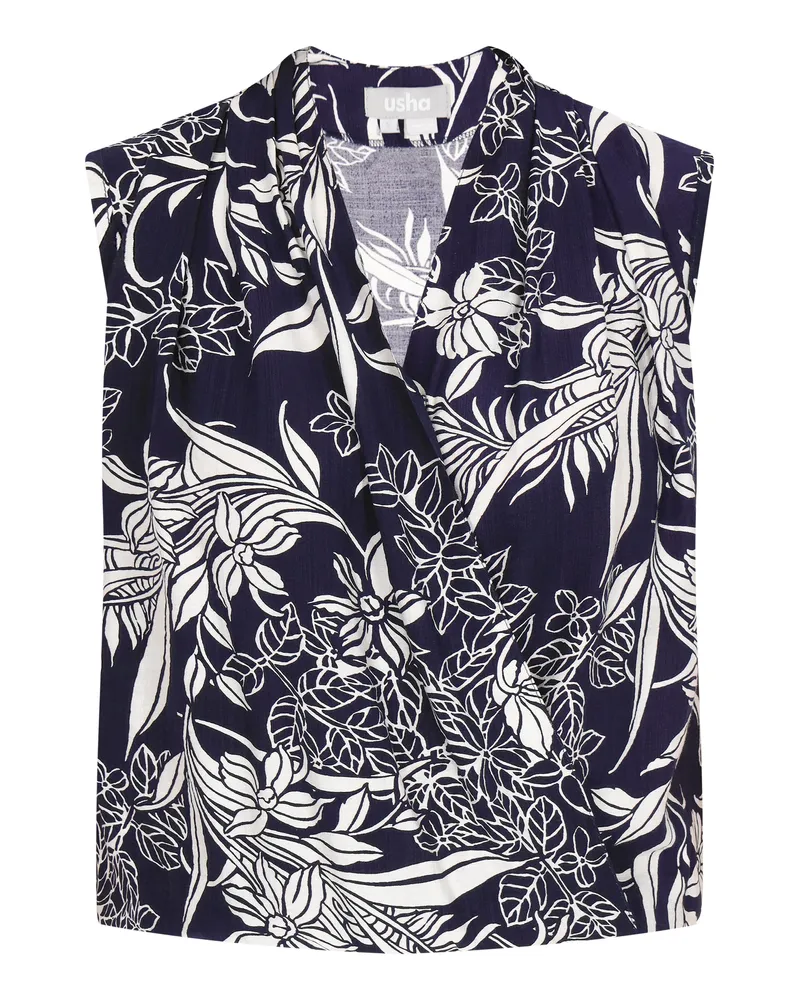Usha Bluse Frauen marineblau cremeweiß Marineblau