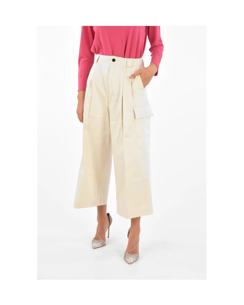 Woolrich Utility-Hose mit weitem Bein und doppelter Bundfalte in Beige Beige