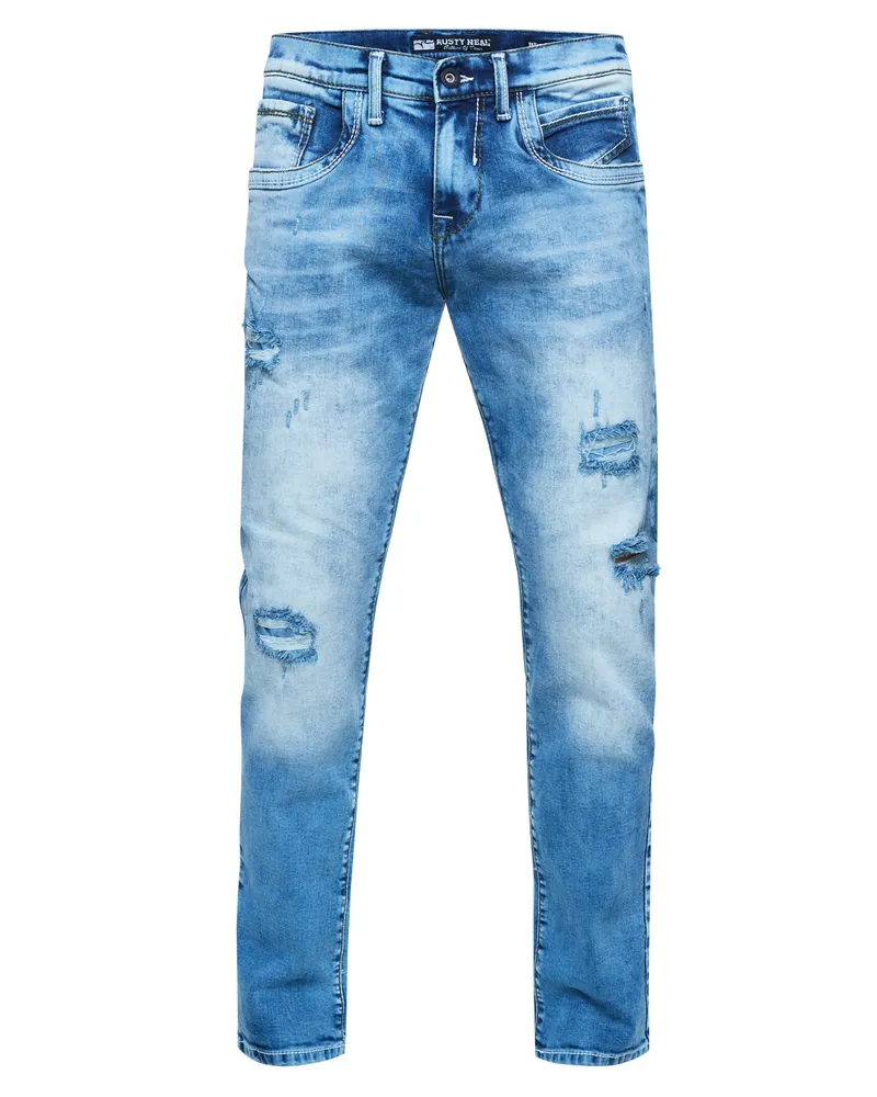 Rusty Neal Jeans Hose "ODAR" Destroyed Regular Fit Stretch Blau