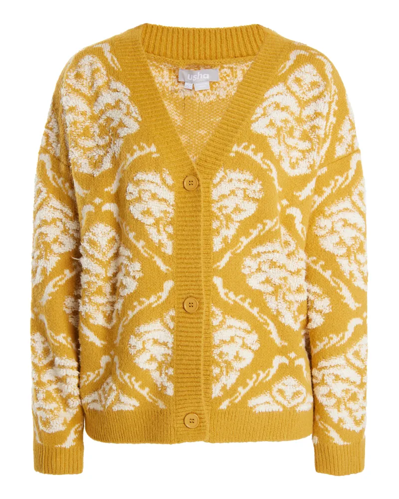 Usha Strickcardigan Damen Curry Mehrfarbig Gelb