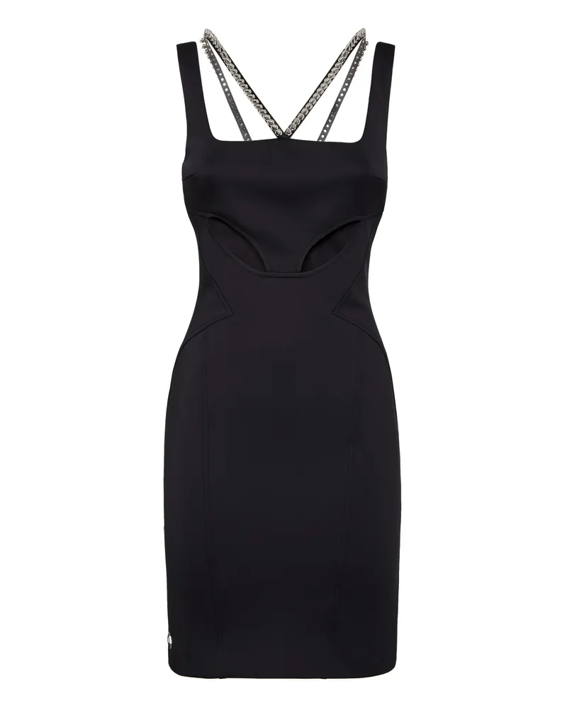 Philipp Plein Short Dress Studs Schwarz