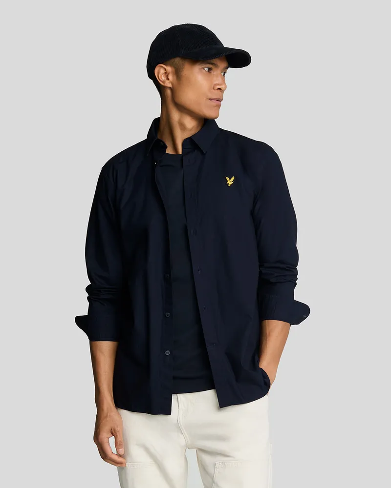 Lyle & Scott Langarm-Popelinehemd Marineblau