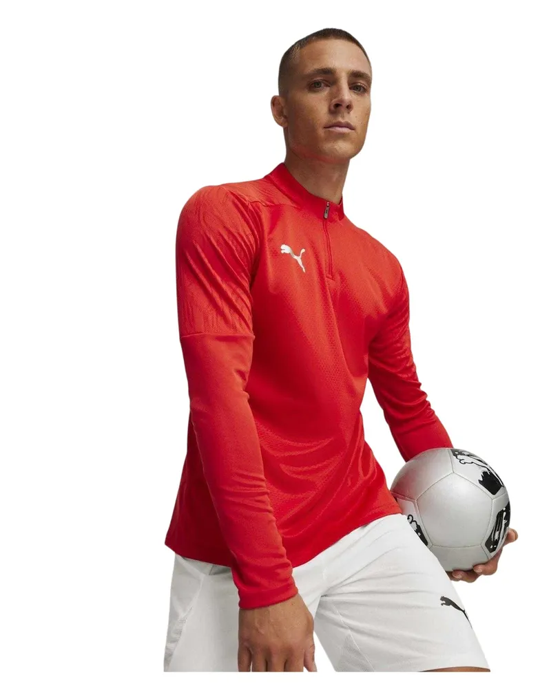 Puma TeamFinal" Fleece-Oberteil für Herren, mit kurzem Reißverschluss, Training (Rot Rot