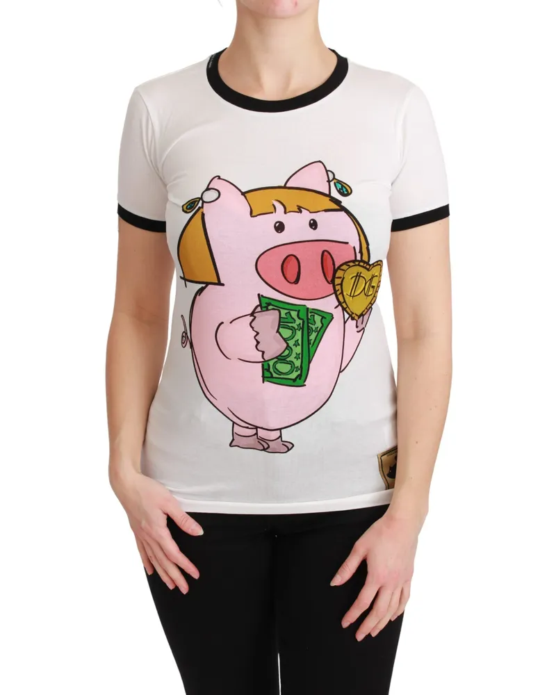 Dolce & Gabbana Dolce Gabbana Piggy T-Shirt Tsh4552 Weiß