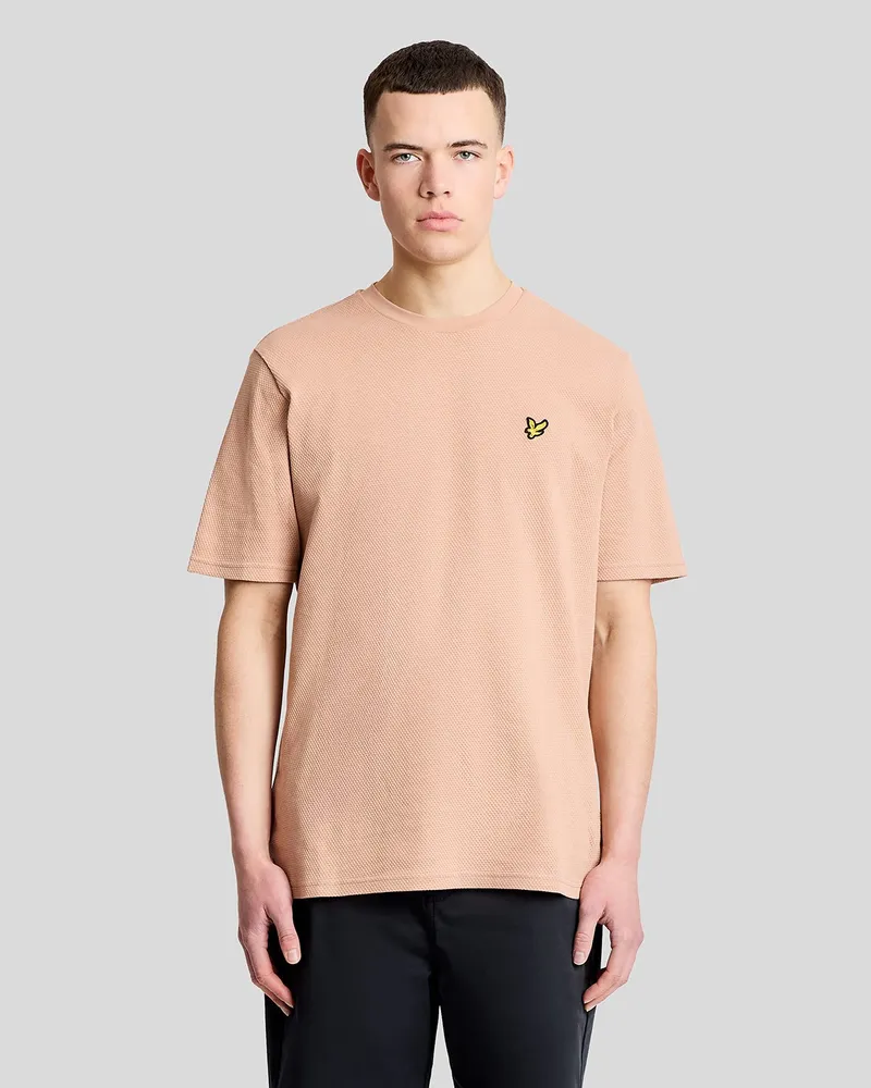 Lyle & Scott Texturiertes Jacquard-T-Shirt Braun