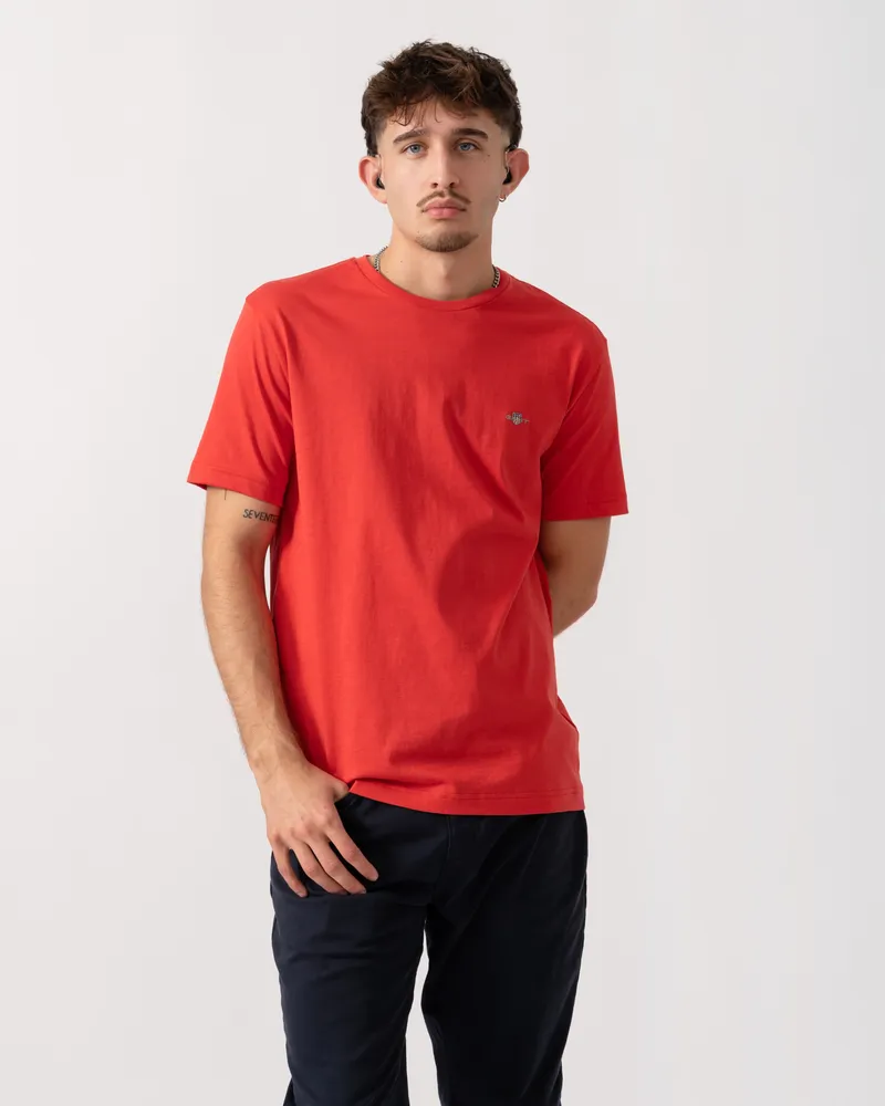 Gant Normales Schild-T-Shirt, Rot Korallenrot