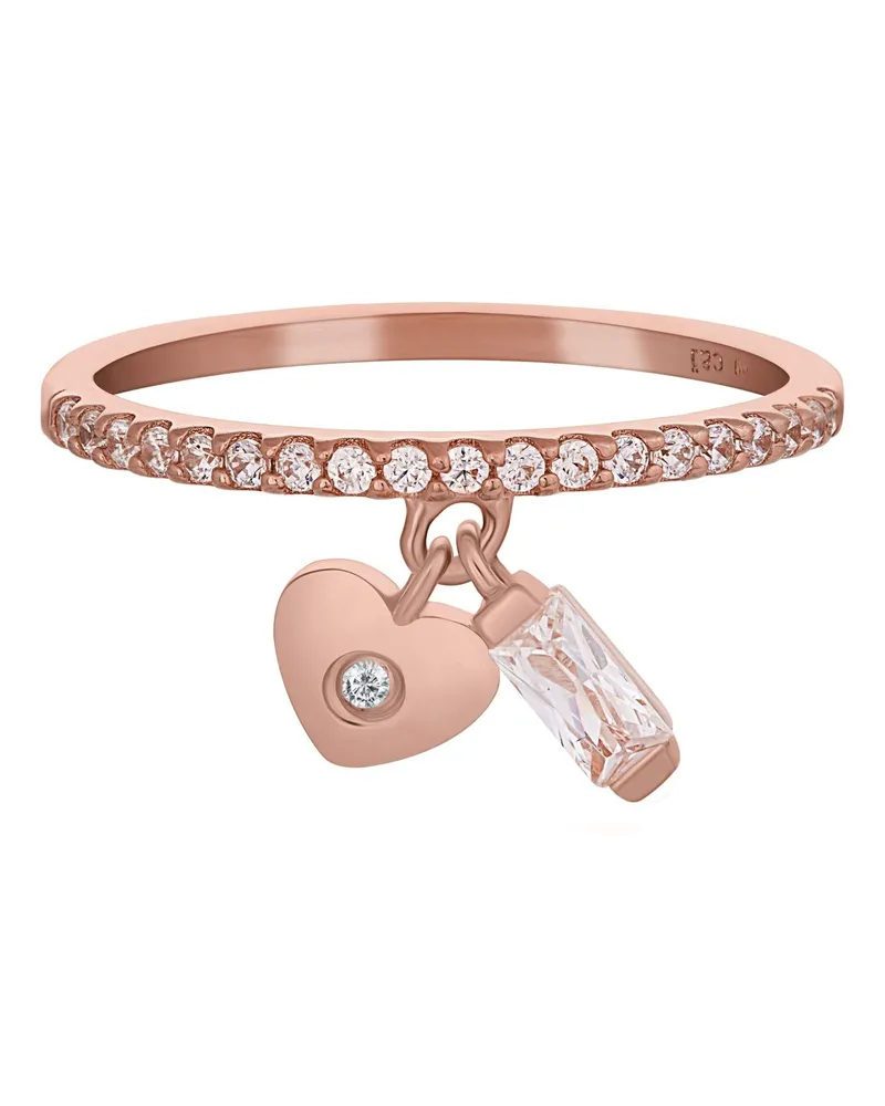 cai Ring 925 Silber rosévergoldet mit Anhängern Herz Zirkonia Roségold