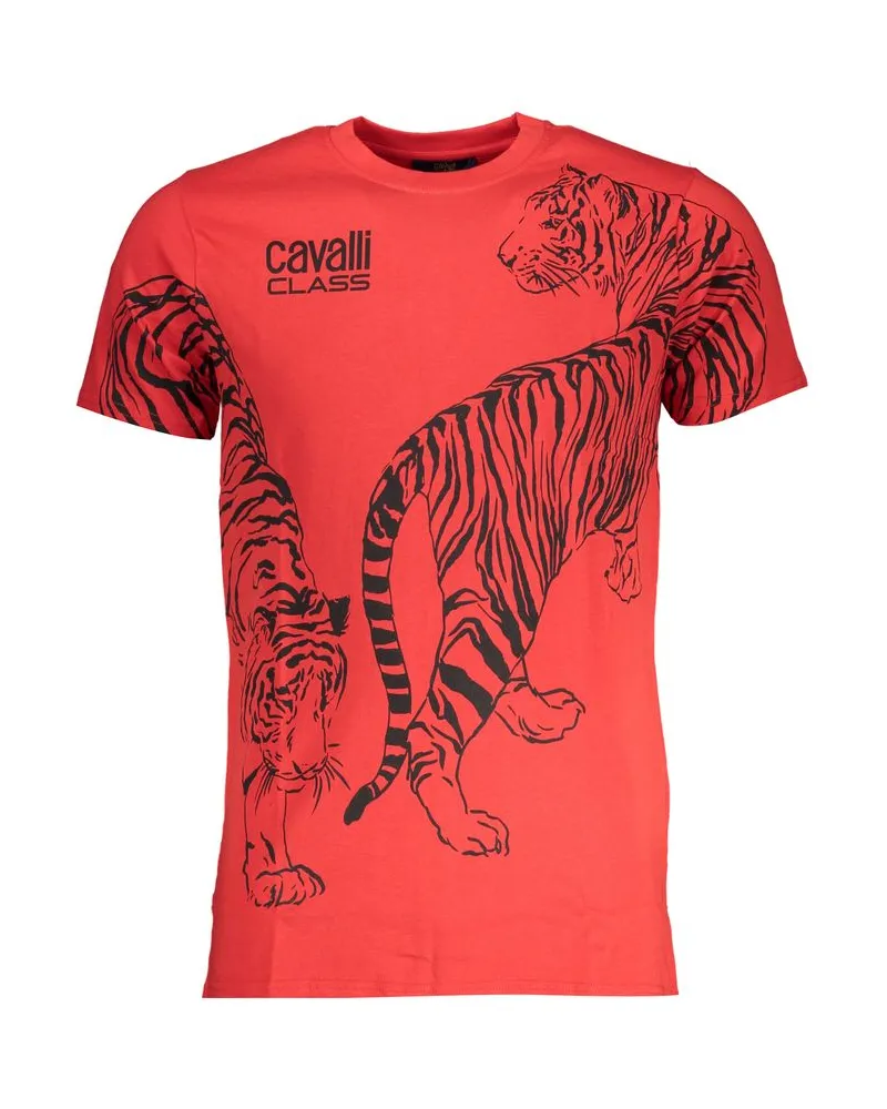 Roberto Cavalli Roter Tiger Tee Kurzarm Rundhals Rot