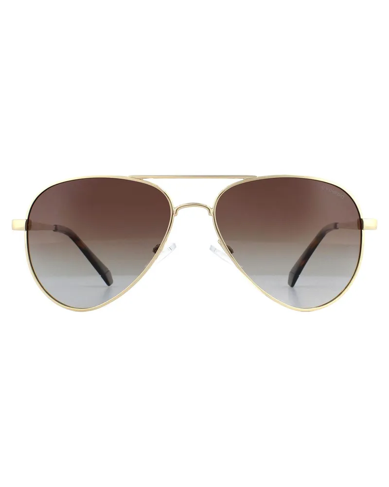 Polaroid Aviator Herren Gold Braun Gradient Polarisierte Sonnenbrille Gold