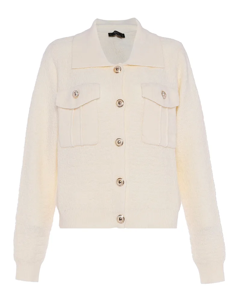 FAINA Pullover für Damen, gerippte Bündchen - Wollweiß Wollweiß