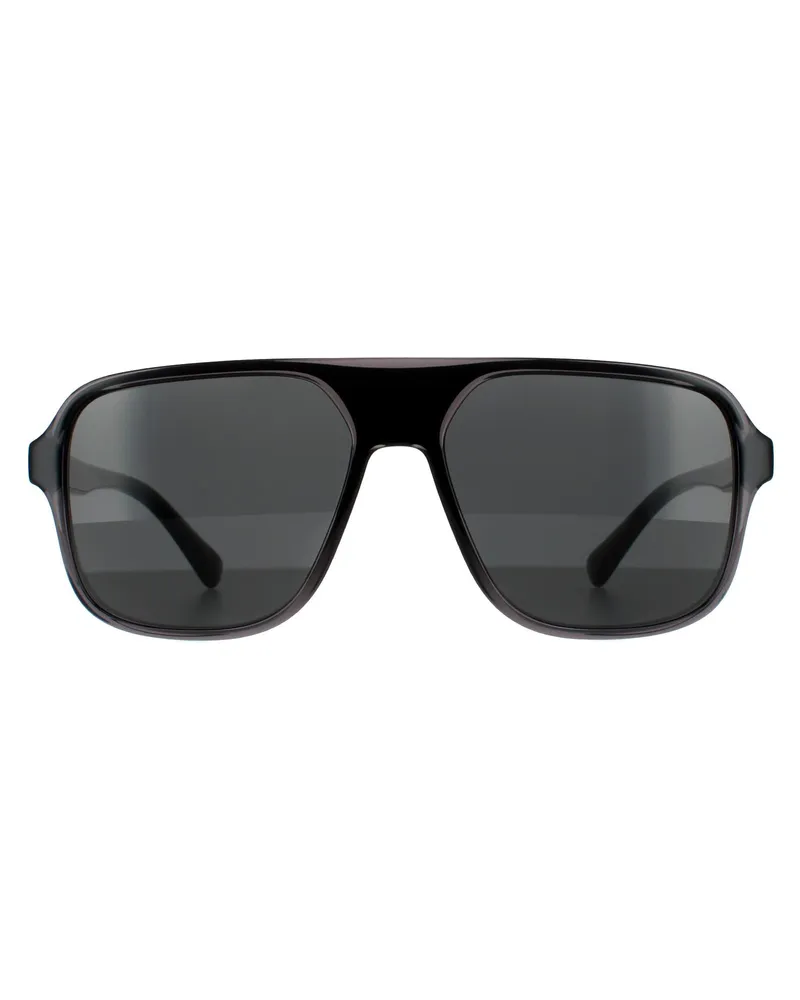 Dolce & Gabbana Quadratische Herren Sonnenbrille Transparent Grau und Schwarz Dunkelgrau Schwarz